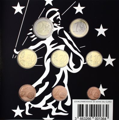 Официальный годовой набор монет Франции 2016 года, 8 монет