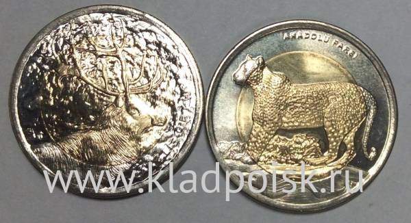 Набор монет 1 лира Турция – Леопард, Благородный олень, 2012