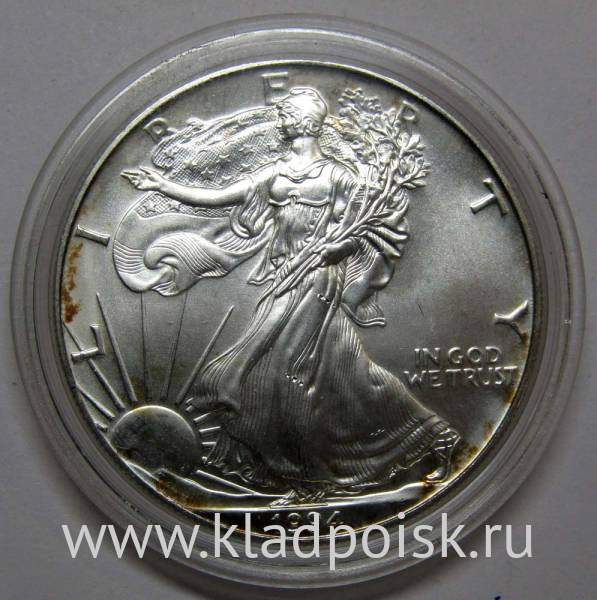 Монета 1 доллар США «Шагающая свобода» Серебро 999 пробы, 1994