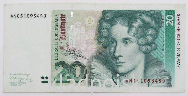 Банкнота 20 марок ФРГ 1991 года
