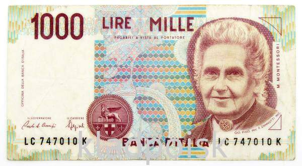 Банкнота 1000 лир 1990 года Италия Банкнота 1000 лир 1990 года Италия