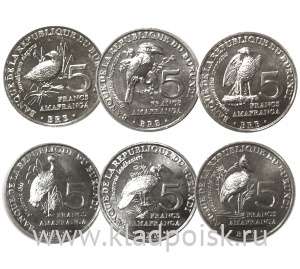 Набор монет Бурунди 5 франков 2014, Птицы (6 монет) Набор монет Бурунди 5 франков 2014, Птицы (6 монет)