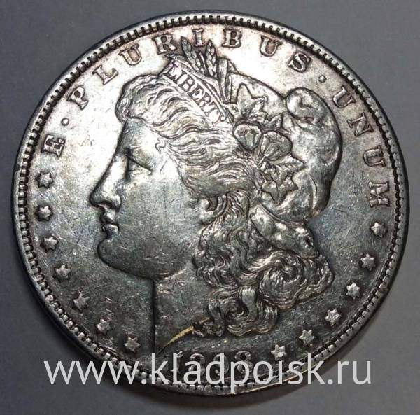 Монета 1 доллар Моргана США, Серебро 900 пр., 1898 год