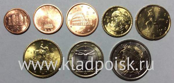 Годовой набор монет Евро Италия 2002