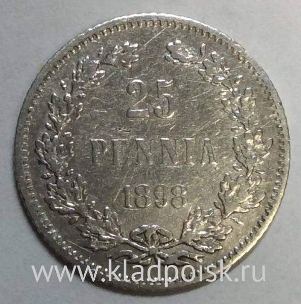 Монета 25 пенни 1898 г. для Финляндии (Николай II)