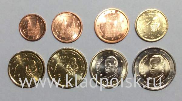 Годовой набор монет Евро Испания 2000