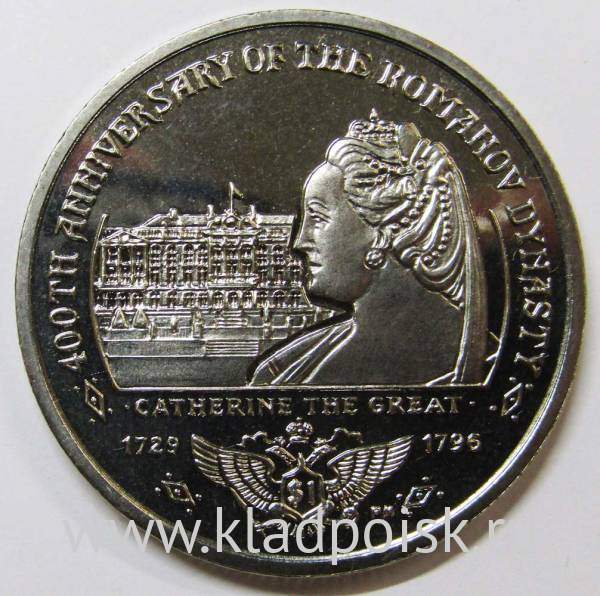 Монета 1 доллар, Британские Виргинские острова, 2013, Екатерина II Великая