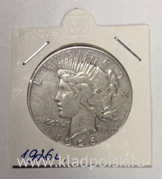 Монета 1 доллар США «Мир» 1926 года, Серебро 900 пр.