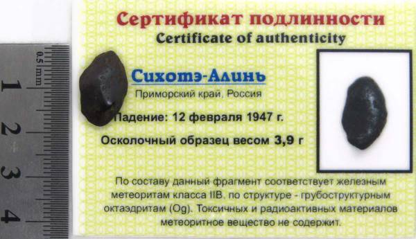 Осколок метеорита Сихотэ-Алинь арт 4