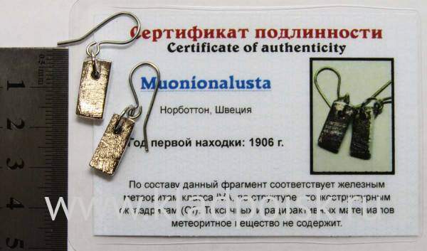 Серьги с метеоритом Муонионалуста (Muonionalusta), арт 7