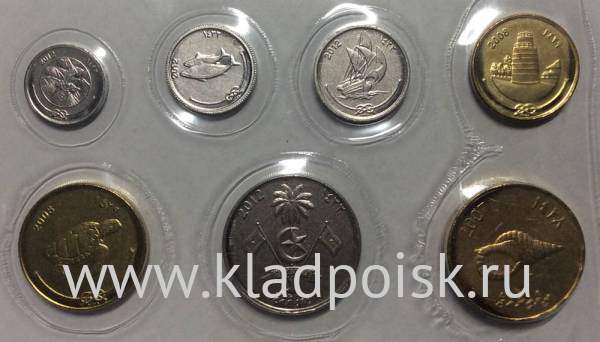 Набор регулярных монет Мальдивы 2007-2012 гг., 7 монет