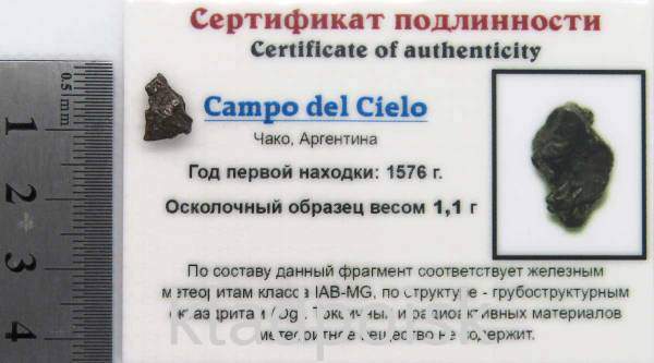 Осколок метеорита Campo del Cielo