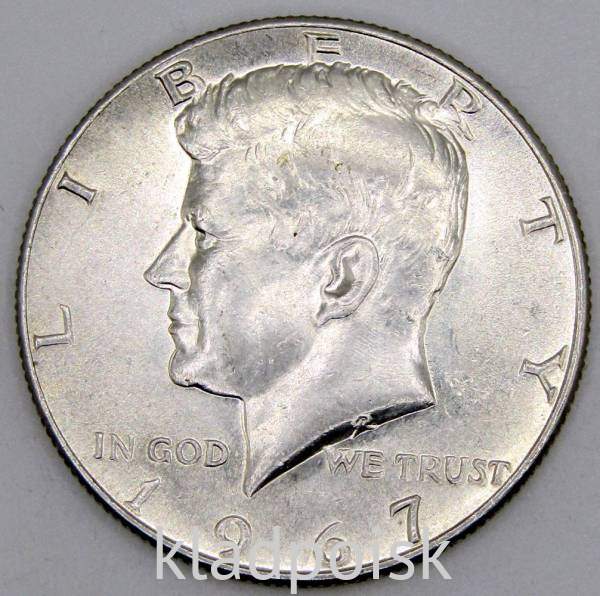 Монета 50 центов США «Кеннеди» 1967 года серебро 400 пробы, арт 6