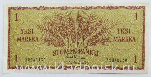 Банкнота 1 марка 1963 года Финляндия