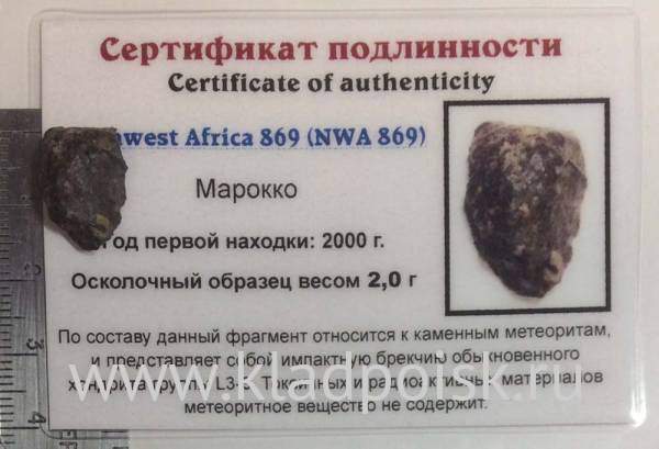 Осколок метеорита NWA 869, арт 7