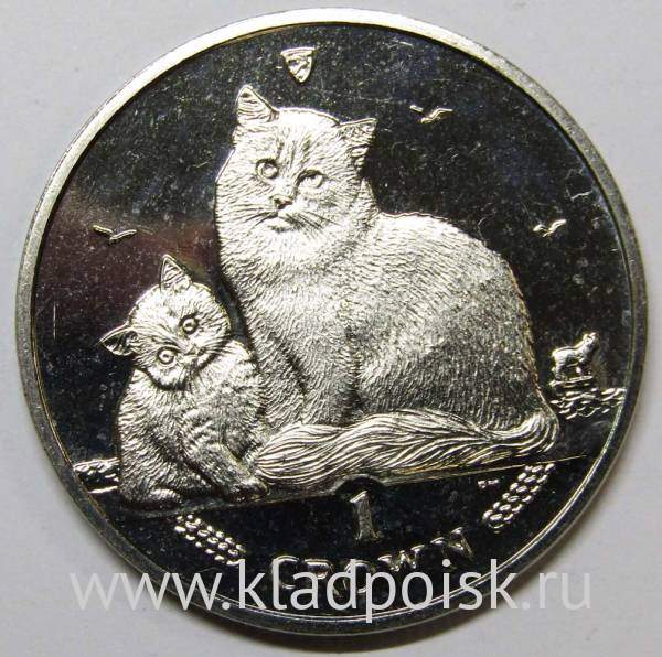 Монета 1 крона Остров Мэн, 2013, Сибирская кошка