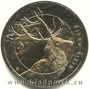 Монета 1 лира Турция – Благородный олень, 2012