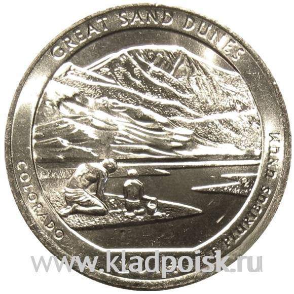 Монета 25 центов Национальный парк Грейт-Санд-Дьюнс (2014), монетный двор S
