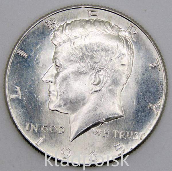 Монета  50 центов США «Кеннеди» 1965 года серебро 400 пробы