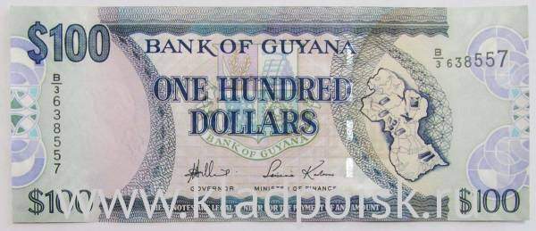 Банкнота 100 долларов 2006 года Гайана