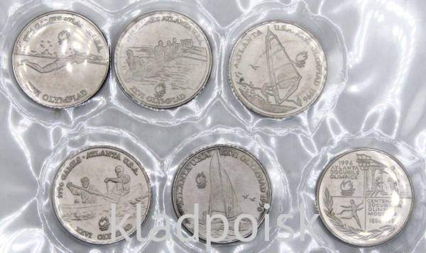 Набор монет 10 леев Румынии 1996 года Олимпиада в Атланте, 6 монет Набор монет 10 леев Румынии 1996 года Олимпиада в Атланте, 6 монет