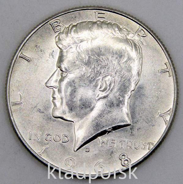 Монета 50 центов США «Кеннеди» 1968 года серебро 400 пробы