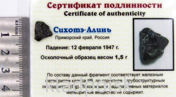 Осколок метеорита Сихотэ-Алинь арт 10
