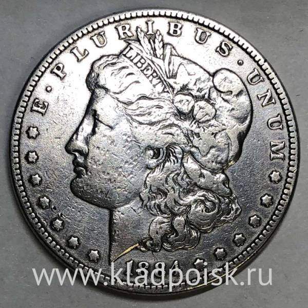 Монета 1 доллар Моргана США, Серебро 900 пр., 1884 год