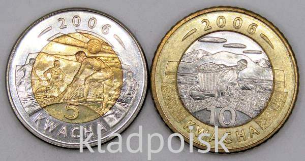 Набор биметаллических монет Малави 2006г., 2 монеты