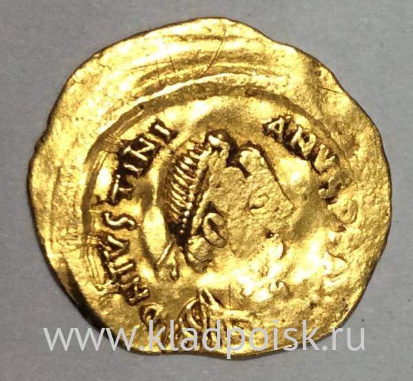 Монета Византии золото Тремисс (1/3 солида) Император Юстиниан I Монета Византии золото Тремисс (1/3 солида) Император Юстиниан I