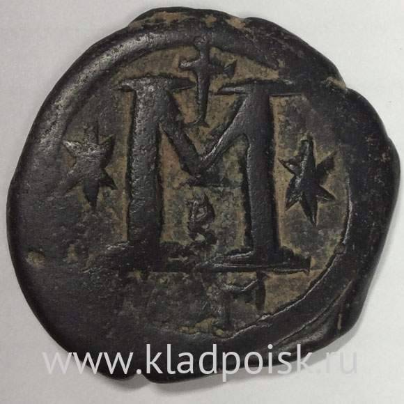 Монета Византии 1 фоллис Юстиниан Никомедия