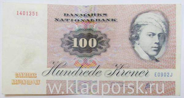 Банкнота 100 крон 1972 года Дания
