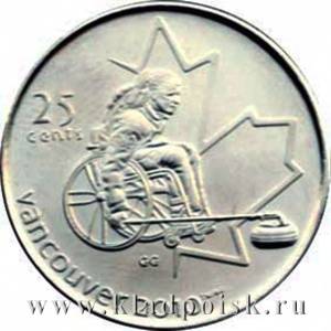 Монета  25 центов Канада, Олимпиада 2010 год Ванкувер - Кёрлинг на колясках