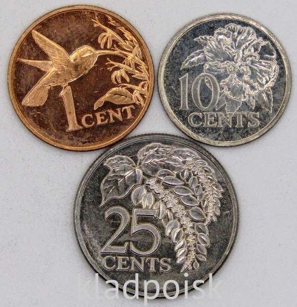 Набор монет Тринидад и Тобаго, 2005, 3 монеты