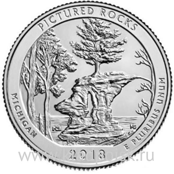 Монета 25 центов США Национальные озерные побережья живописных камней в Мичигане (2018) D