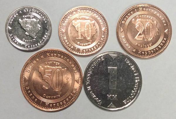 Набор монет Боснии и Герцеговины 2007-2013 гг, 5 монет