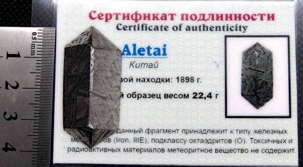 Ограненный осколок метеорита Aletai