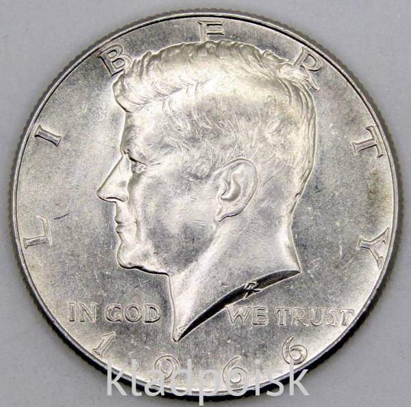 Монета 50 центов США «Кеннеди» 1966 года серебро 400 пробы, арт 3