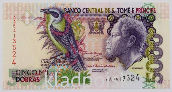 Банкнота Сан-Томе и Принсипи 5000 добр 1996 года Банкнота Сан-Томе и Принсипи 5000 добр 1996 года