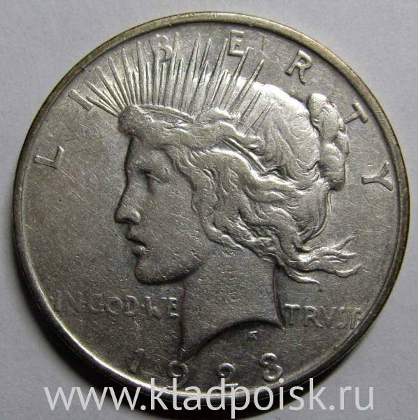 Монета 1 доллар США «Мир» 1923 года, Серебро 900 пр., арт 3 Монета 1 доллар США «Мир» 1923 года, Серебро 900 пр., арт 3