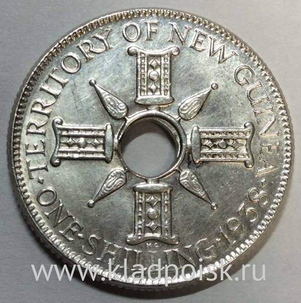 Монета 1 шиллинг 1938 года Новая Гвинея Британская Монета 1 шиллинг 1938 года Новая Гвинея Британская