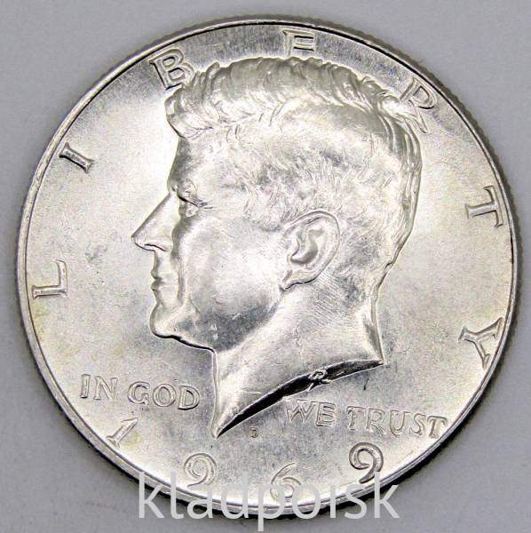 Монета 50 центов США «Кеннеди» 1969 года серебро 400 пробы, арт 2