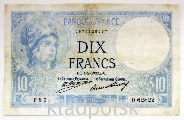 Банкнота 10 франков 1932 года Франция Банкнота 10 франков 1932 года Франция