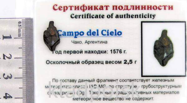 Осколок метеорита Campo del Cielo Осколок метеорита Campo del Cielo