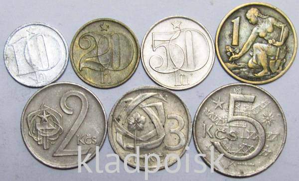 Набор монет Чехословакии 1961-1990 гг - 7 монет