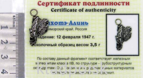 Подвеска из метеорита Сихотэ-Алинь Подвеска из метеорита Сихотэ-Алинь
