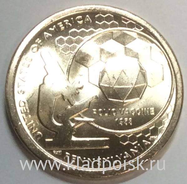 Монета 1 доллар США Вакцина против полиомиелита серии Американские инновации и новаторы (2019) D