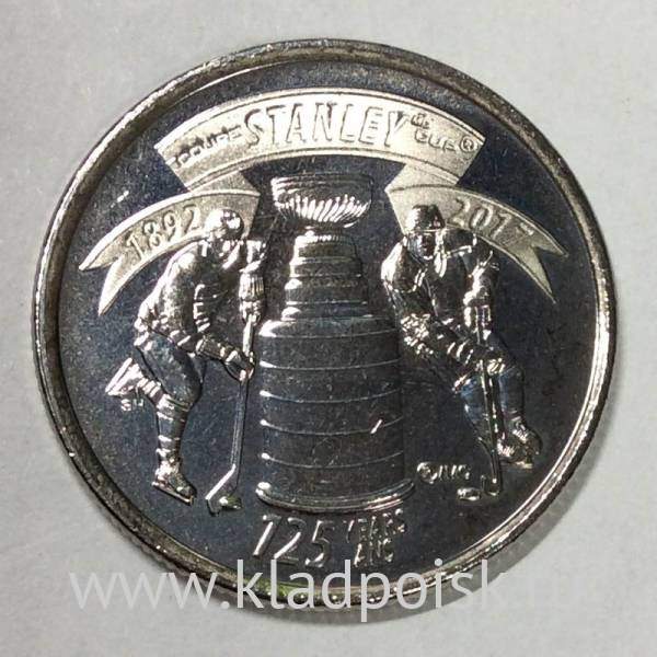 Монета 25 центов Канада 2017, 125 лет Кубку Стенли