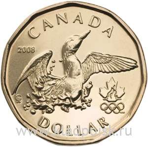 Монета 1 Доллар Канада, XXI зимние Олимпийские Игры, Ванкувер 2010 - Олимпийская утка Монета 1 Доллар Канада, XXI зимние Олимпийские Игры, Ванкувер 2010 - Олимпийская утка