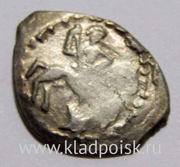 Денга Василий II Васильевич «Тёмный», серебро, Всадник/строчник, арт 8